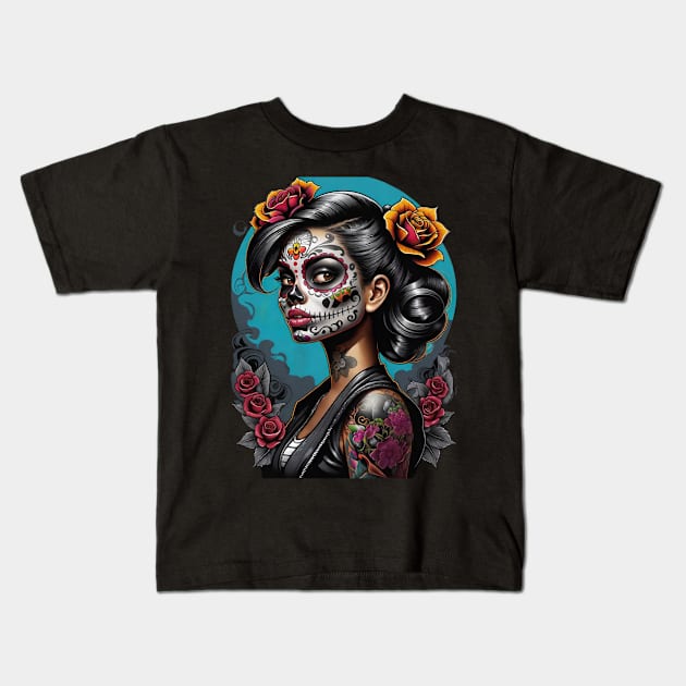 Catrina Dia De Los Muertos Kids T-Shirt by Absinthe Society 